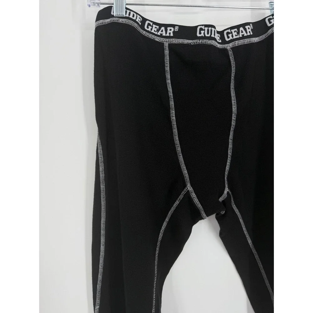 Guide Gear Mens Thermal Leggings Medium Black Base Layer Waffle Knit Outdoor